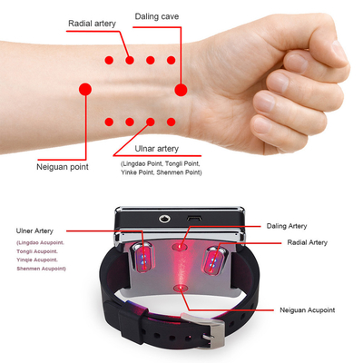 Montre-bracelet de thérapie de lumière rouge, lumière infrarouge d'acuponcture d'intensité réduite pour le soulagement de la douleur de rhinite de corps d'épaule de genou